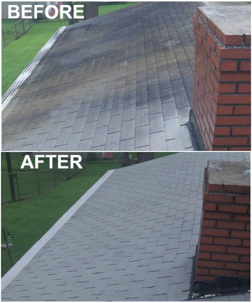 Roof soft wash cleaning removing black algae streaks in Boynton Beach FL